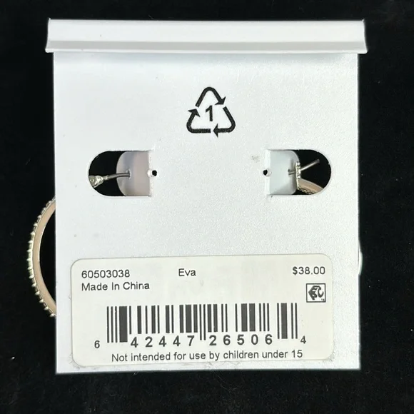 NWT Ralph Lauren Silver Tone Crystal Hoop Earrings - Picture 5 of 6